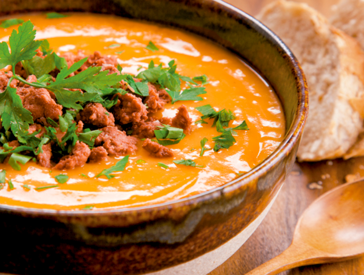 Caldo de Carne Moída com Abóbora
